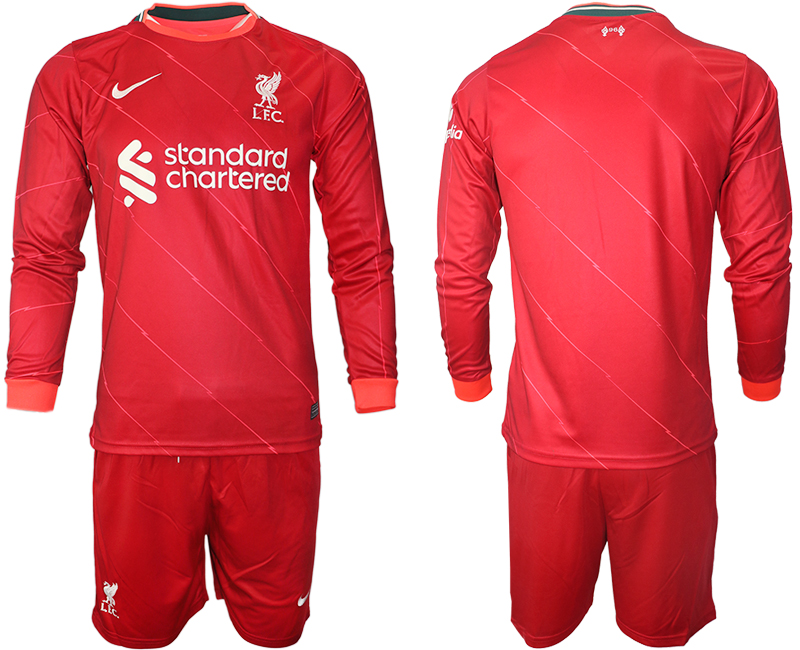 Men 2021-2022 Club Liverpool home red Long Sleeve blank Soccer Jersey